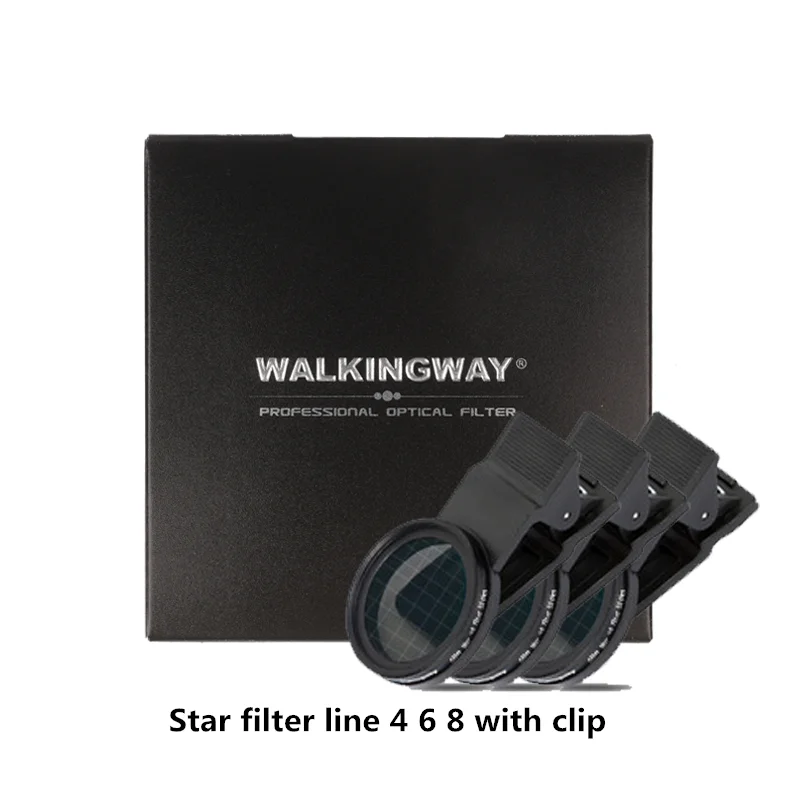 Walking Way Star Filter 4/6/8 Line Star Lens Filter with 37mm 52mm Clip for Smartphone Camera lens Star Glass Filter Iphone