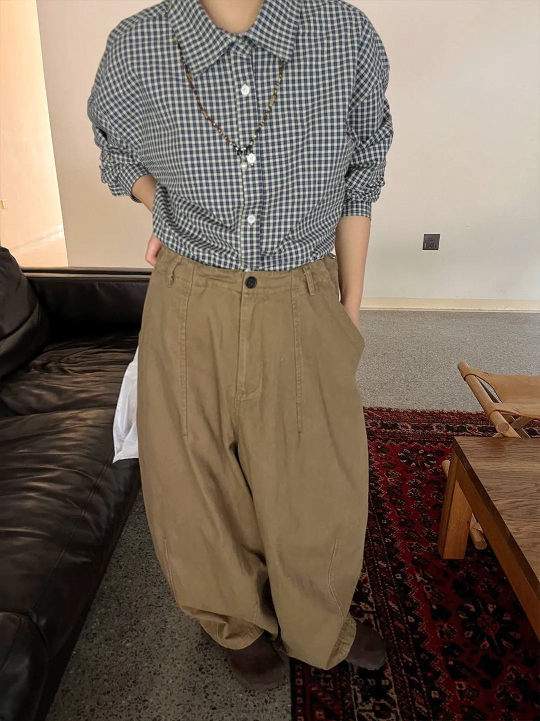 

Casual Loose Women's Plaid irt Long Sve Cotton Pure Fabric Resistant to Deformation Girl's Faion Spring Autumn Top