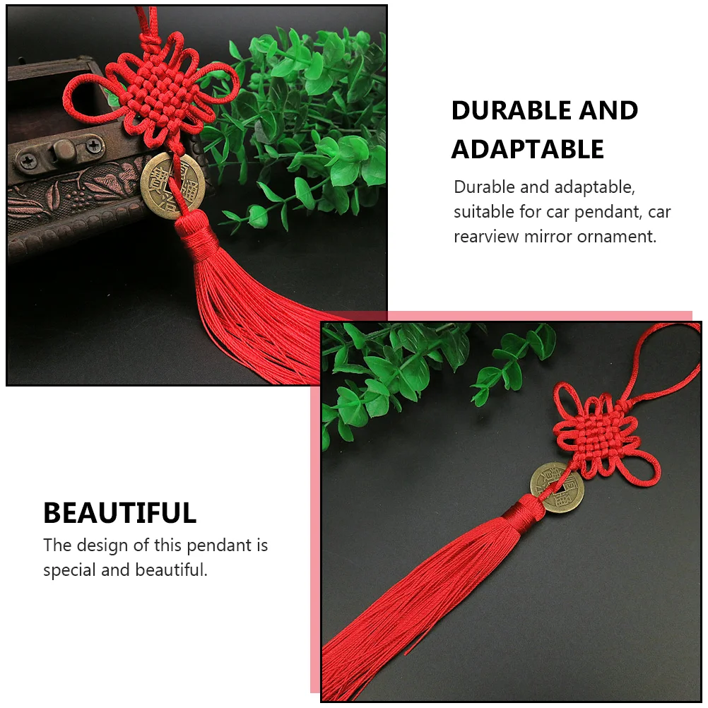 8 Pcs Ancient Coin Chinese Knot Car Hanging Ornament Decorations Wreath Accessory Tassel Polyester Decorate