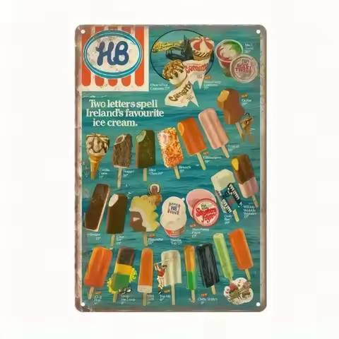 IrishCream Vintage Metal Sign - Retro Ice Cream Wall Art Weatherproof Easy to Install Kitchen Cafe Bar Accent