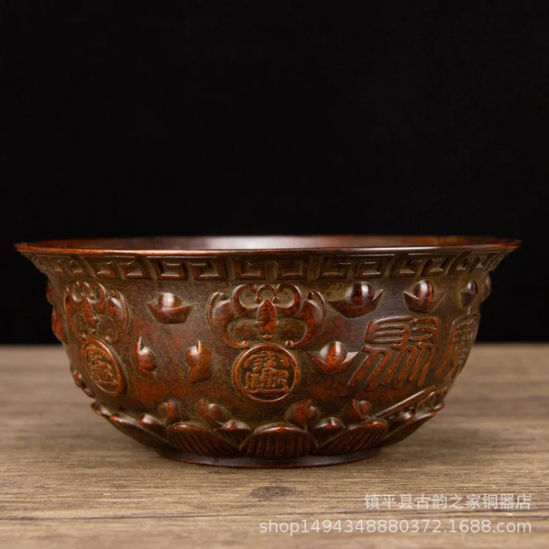 Pure Copper Bat Treasure Bowl Ornament Office Living Room Shop Study Desktop Decoration Gift