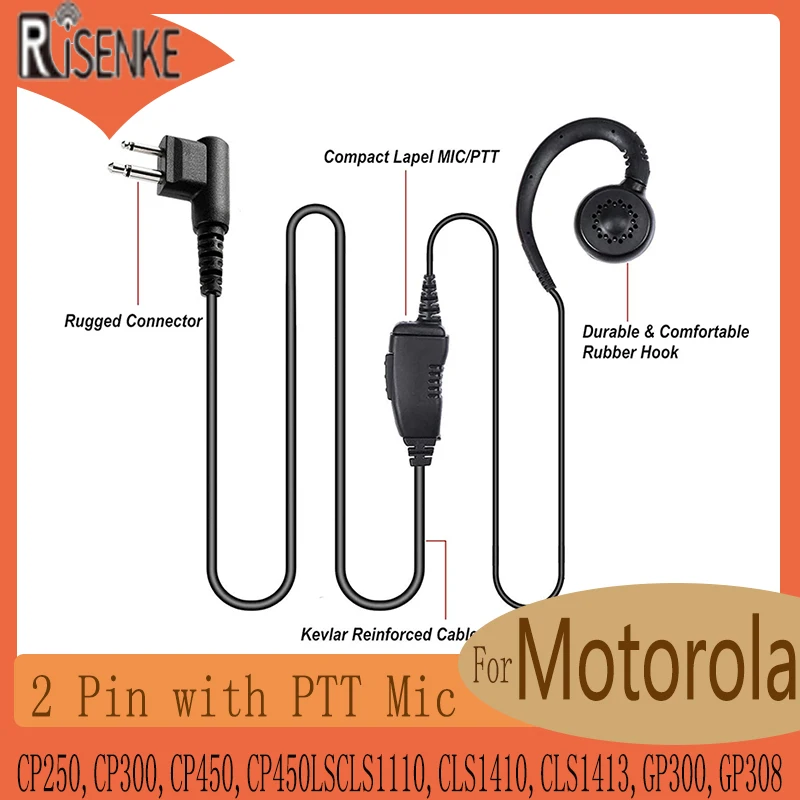 Zestaw słuchawkowy RISENKE Walkie Talkie z mikrofonem do Motorola CP250, CP300, CP450, CP450LSCLS1110, CLS1410, CLS1413, GP300, GP308