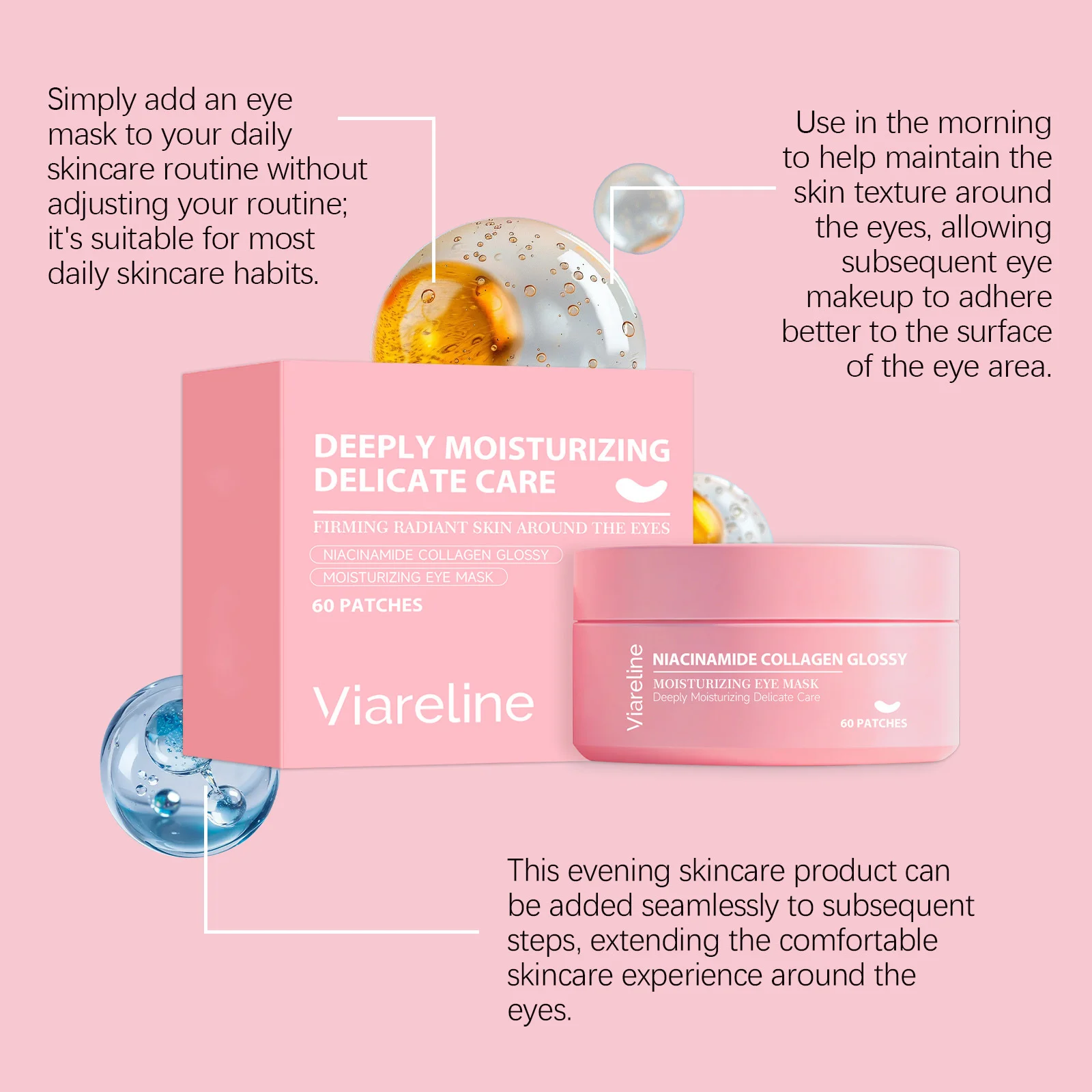 Collagen Niacinamide Eye Patch Firming Reduce Wrinkles Fade Fine Lines Anti Dark Circles Remove Eye Bags Glow Hydrating Eye Mask