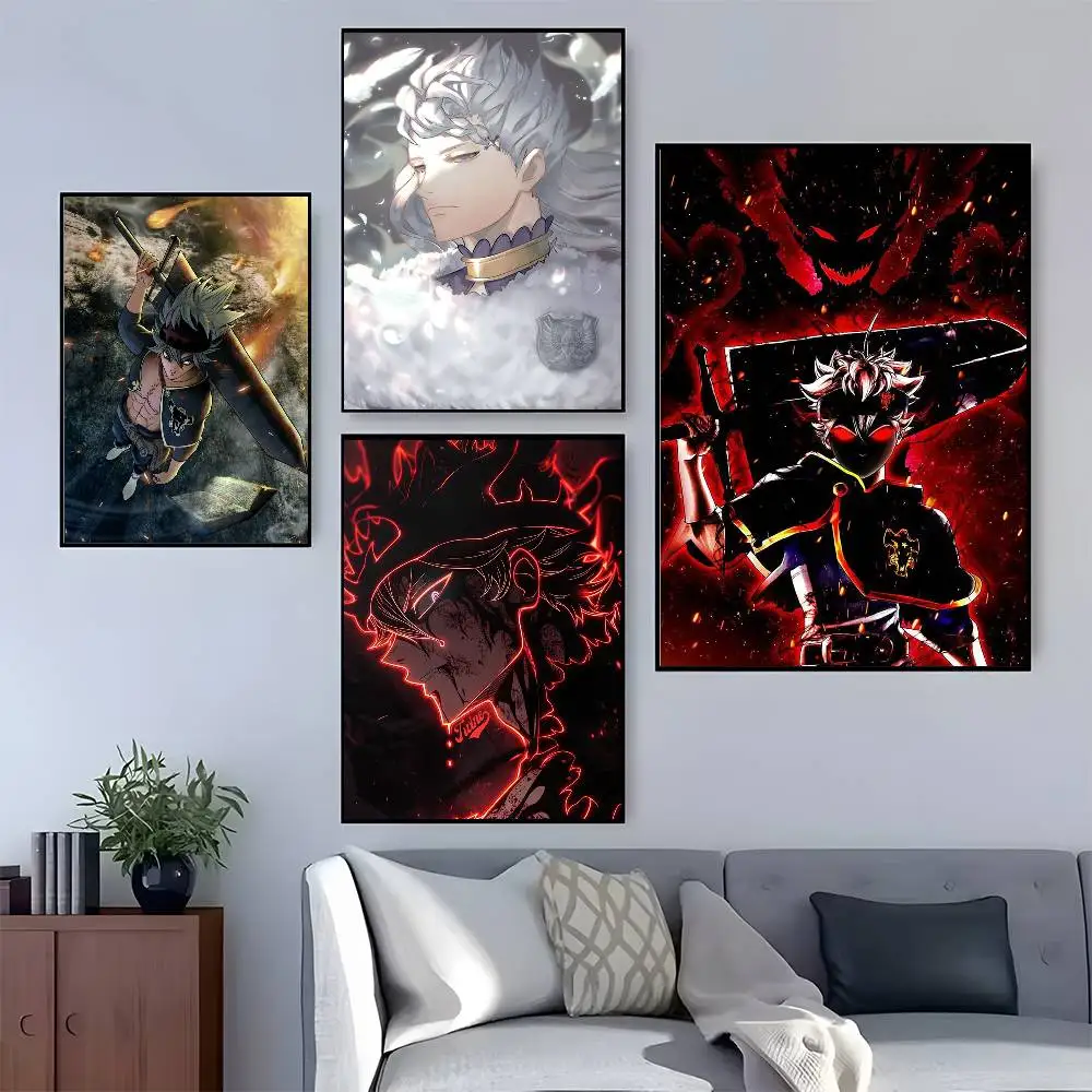 أسود البرسيم أنيمي المشارك HD ديكور المنزل لزجة جدار مقاوم للماء غرفة المعيشة المنزلي بار ديكور جمالي