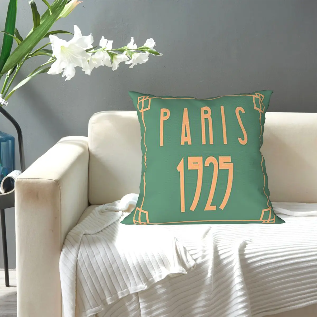 Art Deco Design In Green Square Pillowcase Pillow Cover Cushion Zip Decorative Comfort Throw Pillow for Home Sofa