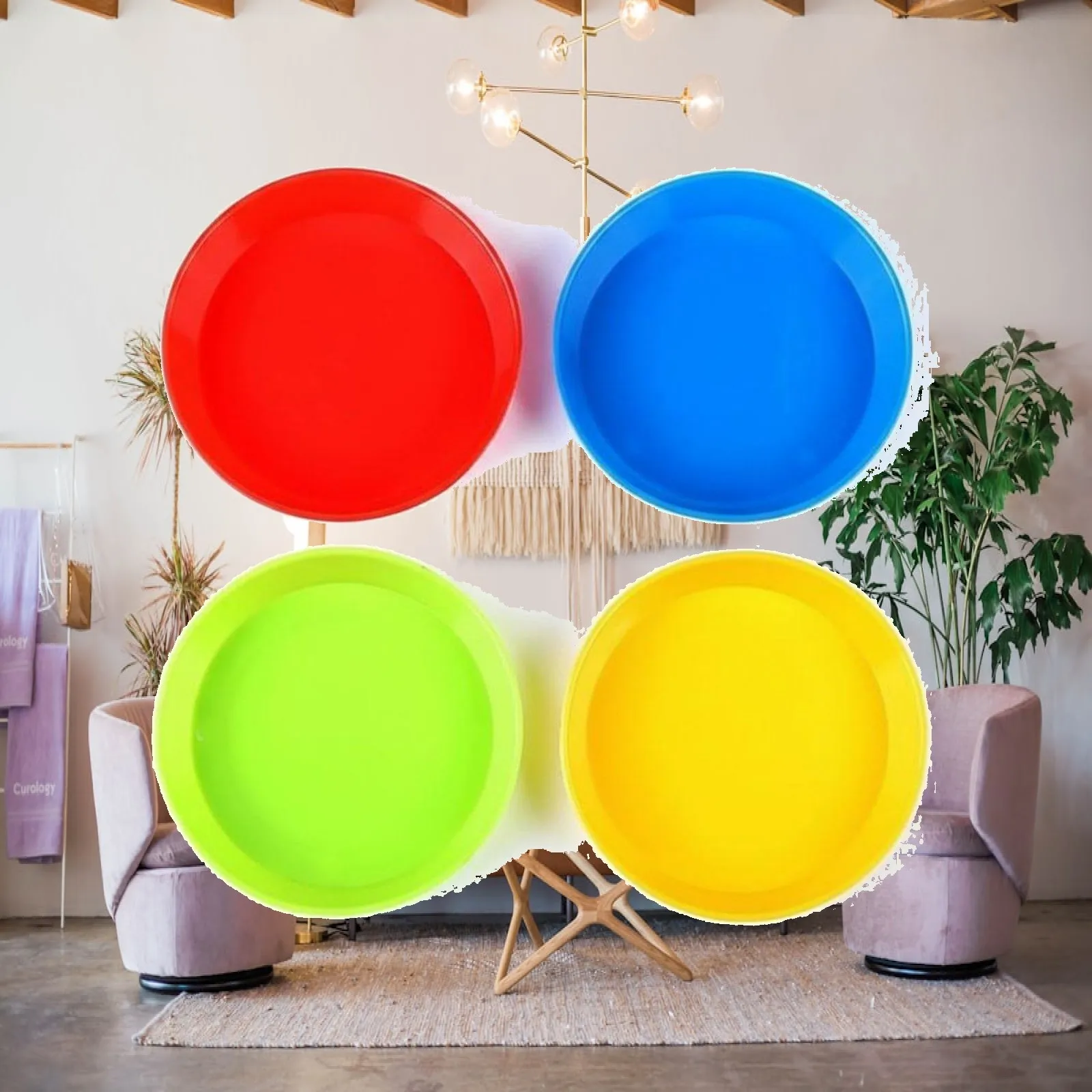 4 Pieces Watercolor Mixing Palette Rounded Edges Children's Color Palette Smooth