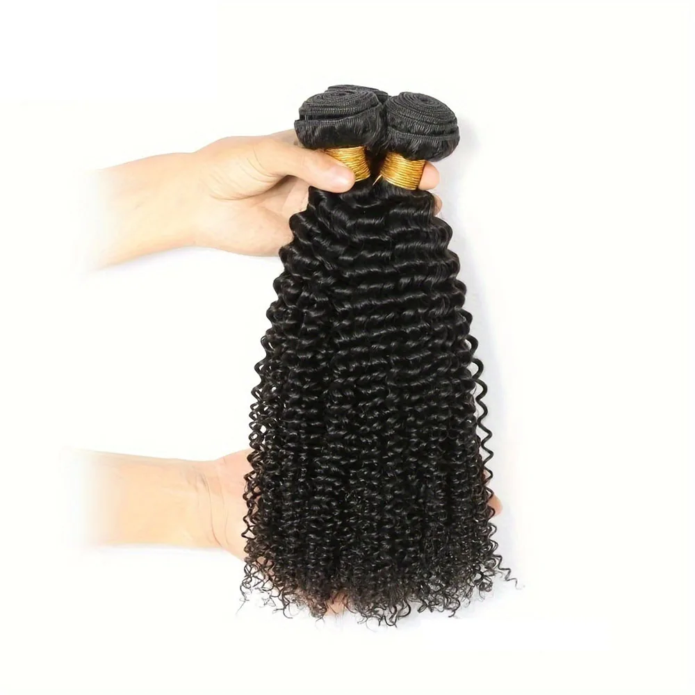 変態カーリー人毛バンドル レース前頭ブラジリアンヘア織りバンドル 13x4 透明レース前頭閉鎖付き 女性用