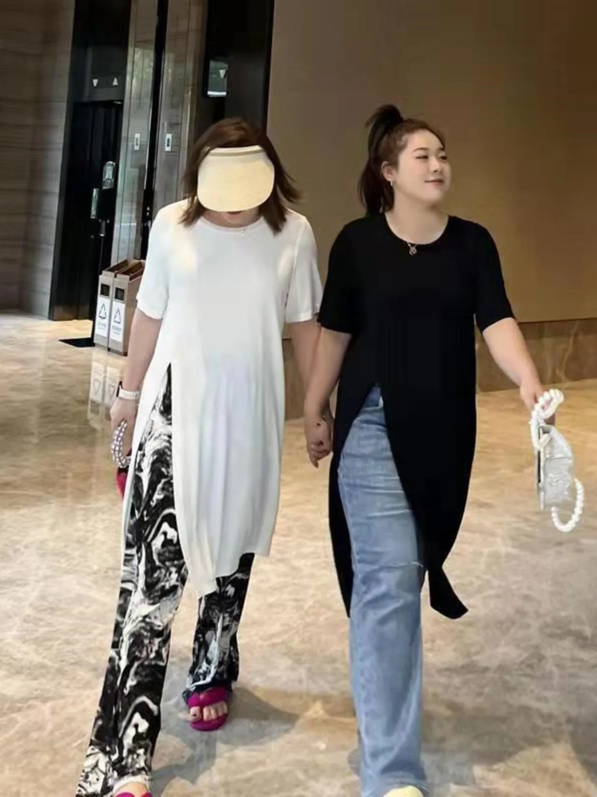 Korean Style plus Size Women's T-shirt Summer Thin Mid-Length Split Design Butt Covering Lazy Style Top for Heavy Girls up to...