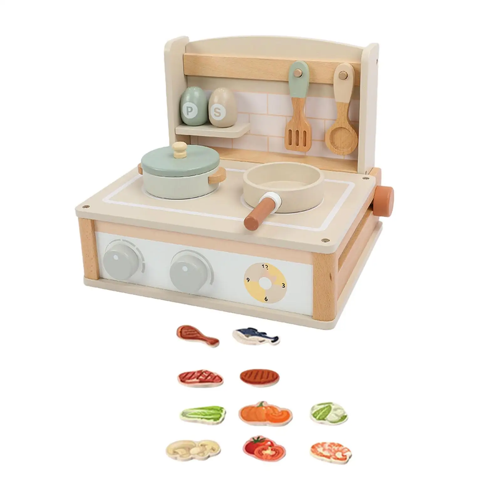 مجموعة ألعاب المطبخ الخشبية مع مجموعة ألعاب المطبخ والطهي في الأماكن المغلقة والخارجية وإكسسوارات أواني الطبخ للأطفال الصغار #3