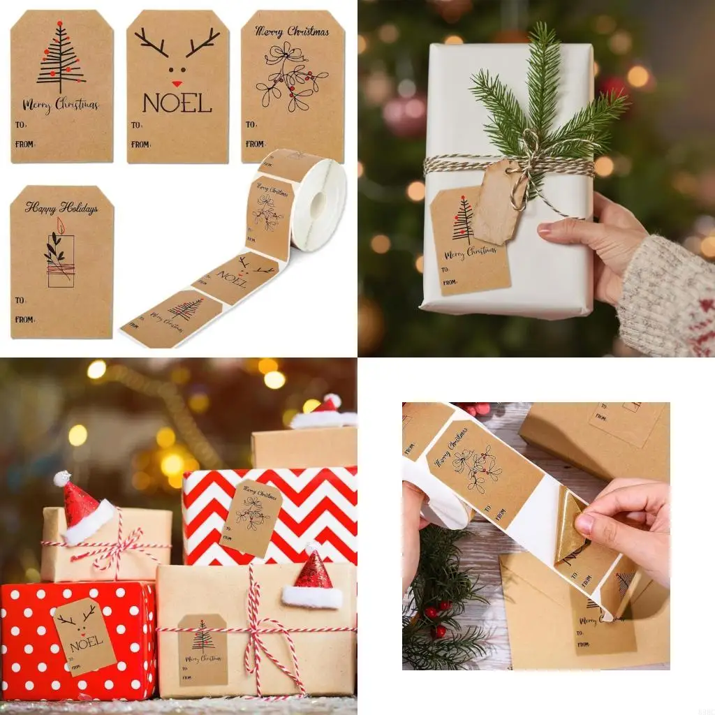 

200Pcs Christmas Decorative Sticker Adhesive Holiday Wrapping Labels for Christmas Present Box Candy Bag Home Decoration 896C