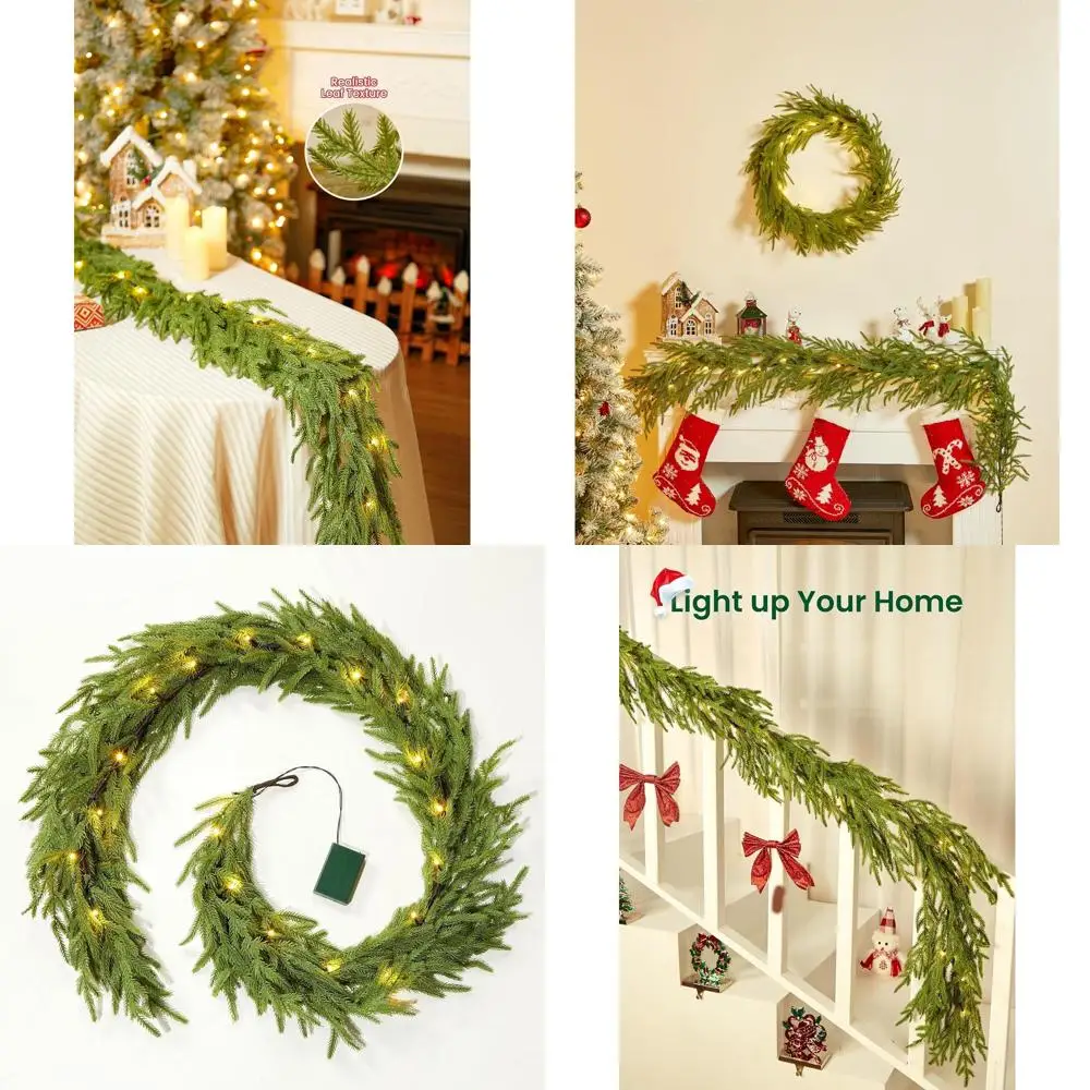 

Рождественские гирлянды белого света на 6 футов с питанием от батареи, набор из 2 шт., для внутренних и наружных праздничных украшений