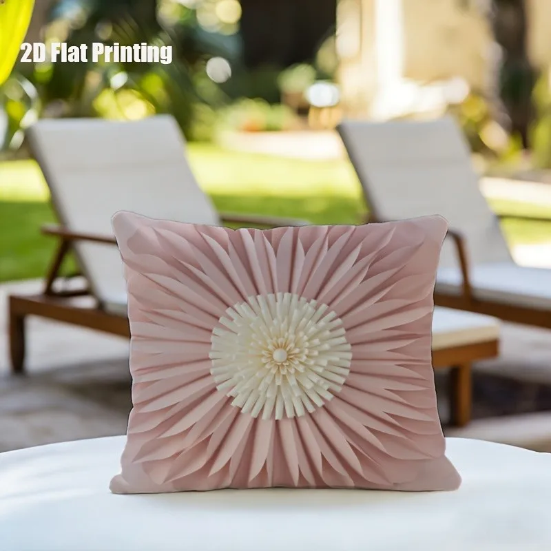 Fashion Modern Style Pink White Throw Pillow Case Stitching 2D Chrysanthemum Cushion Cover Waist Pillow Blue Cushion Case