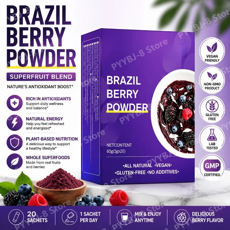 Acai Berry Powder Health Supplement All Natural Herbal-based Formula 3g X 20Packs — Helps Brighten The Skin and Resist Oxidation
