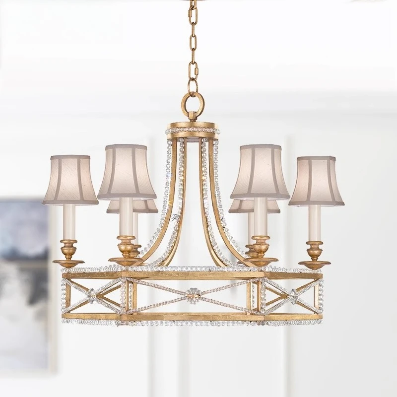 

Хрустальная люстра в неоклассическом стиле для спальни, гостиной, столовой, кабинета, французского света, роскошная хрустальная лампа с завязками из бисера