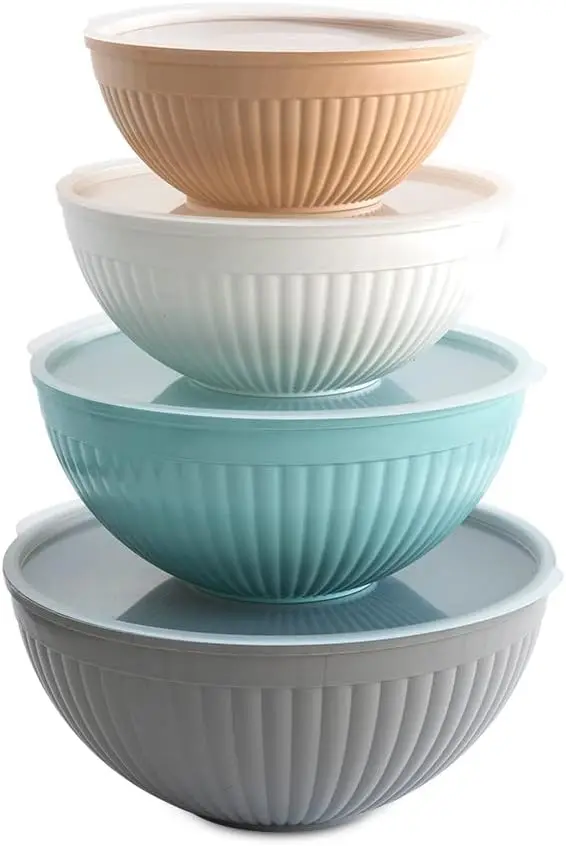 

8-Piece Earth-Tone Mixing Bowls Set for Prep and Serve, Durable Kitchenware
