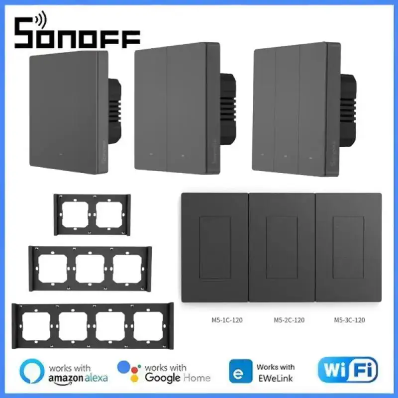 SONOFF M5/R5 SwitchMan WiFi Smart 80/86/120 Type Switch Smart Home 1/2/3 Gang EU/US Wall Switch Support Ewelink Alexa Google