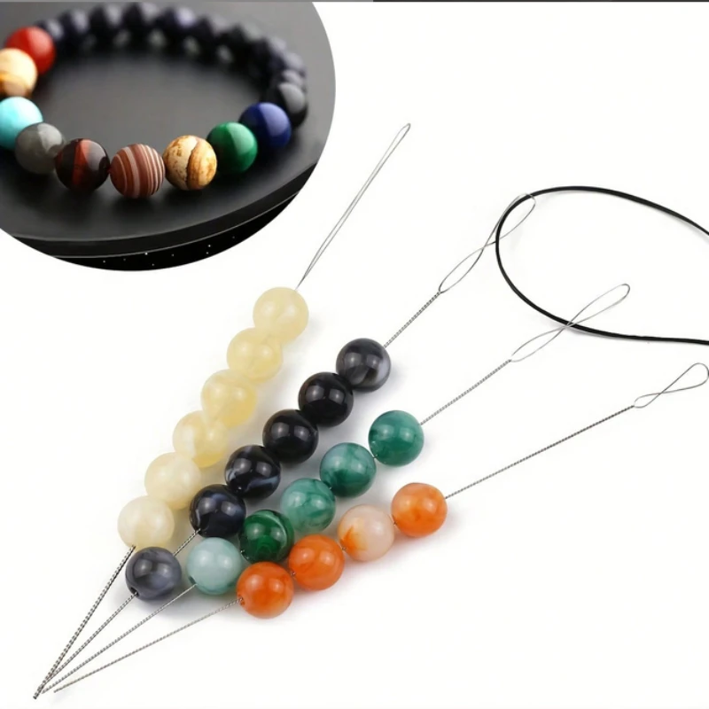 7Pcs Superfine Large-eye Twisted Bead Stringing Soft Steel Wire Long Needle Handmade DIY Bead Threading Tool
