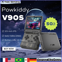 Powkiddy V90s Retro Handheld Game Console 3.5-Inch IPS Foldable Open-Source Game Player Flip Mini Video Game Console Kids Gifts