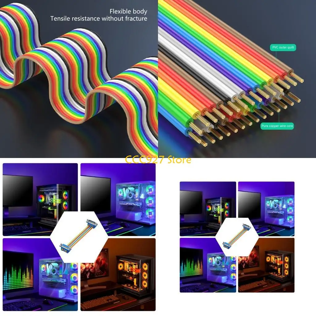 B03F DB15 Extension Cord DB15 Male to Female Connectors Wire Flat Ribbon Cable for Electronics and Machinery Multiple Length