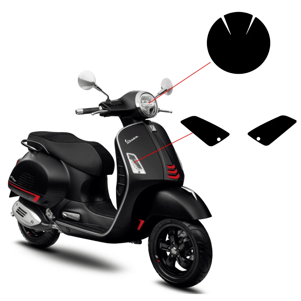 فيلم فانوس أمامي ليد للدراجات النارية ، غشاء واقي أمامي وخلفي من البولي يورثين الحراري ، غشاء واقي مدخن لـ VESPA GTS ، ملحقات الأجزاء ، GTS300 ،
