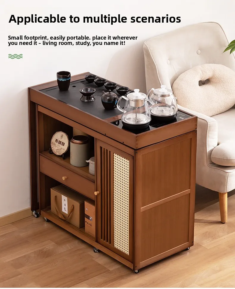 2025 Hot Selling Portable Tea Table with Heating Kettle for Home Balcony Tea Ceremony