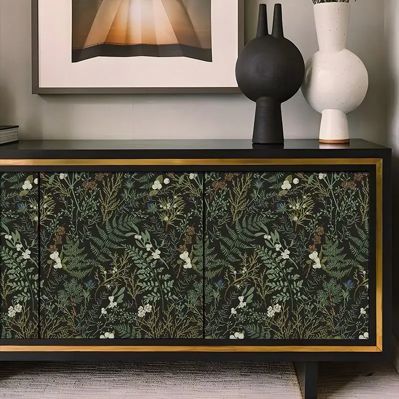 Dark Botanical Fern Peel and Stick Wallpaper Vintage Floral Self Adhesive Contact Paper for Cabinets Home Furniture Makeover