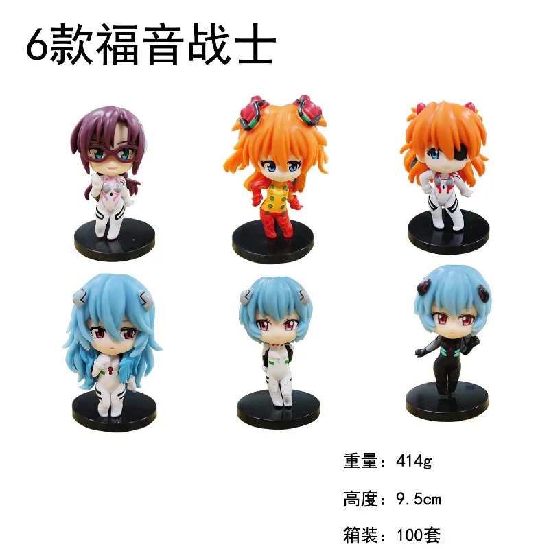 6Pcs Q Version of Evangelion Asuka Ayanami Rei Figure Model Anime Girl Doll Cake Decoration Ornaments Boy Birthday Gift view 2