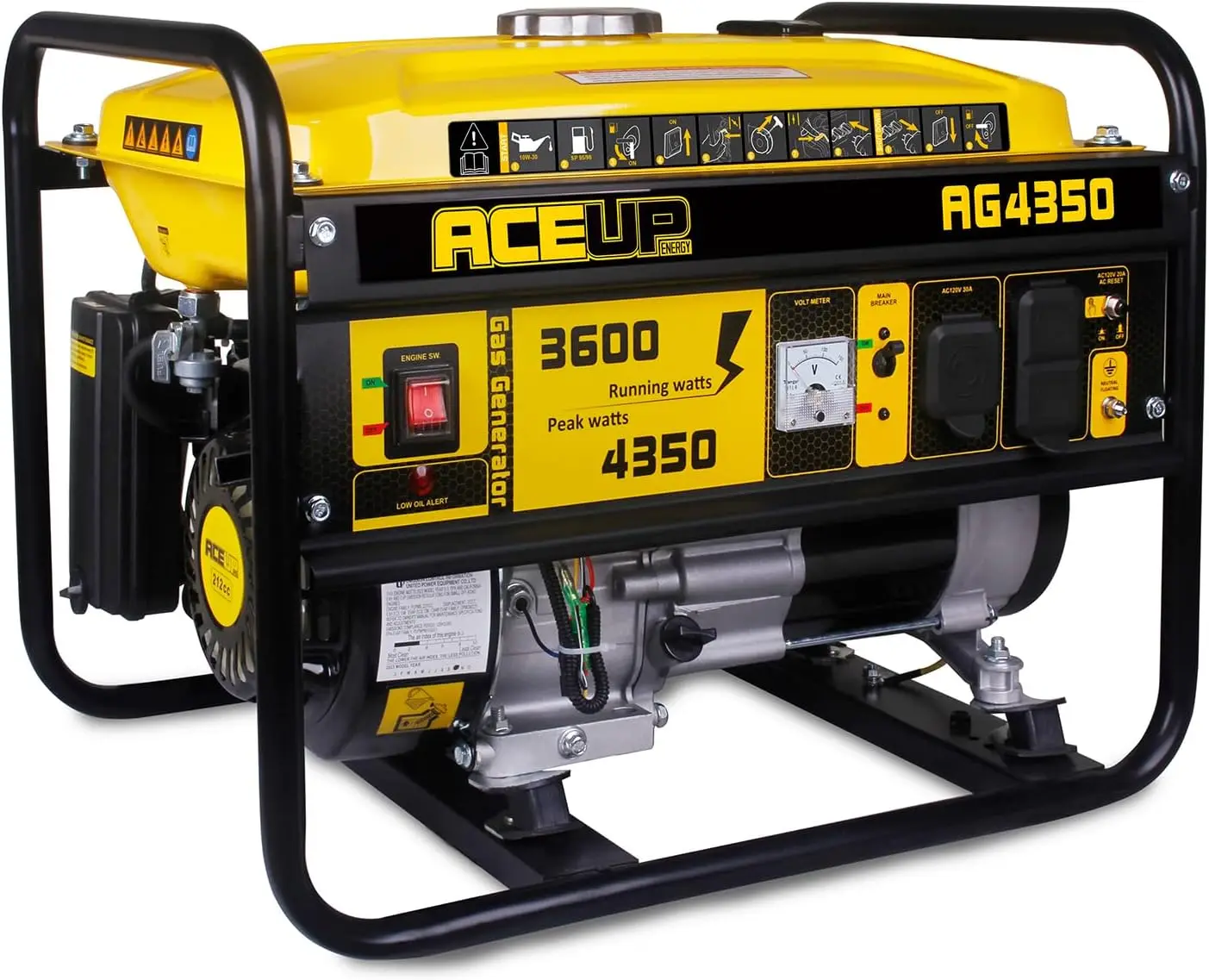 Portable Generator 4350 Watt Gas Powered Equipment 30A Outlet CARB Compliant up to 10 hours at half load