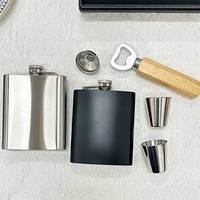 7oz Portable stainless Flagon Hip Flasks set with cups funnel for Whiskey Vodka Wine Pot outdoor Drinking Bottle gift box