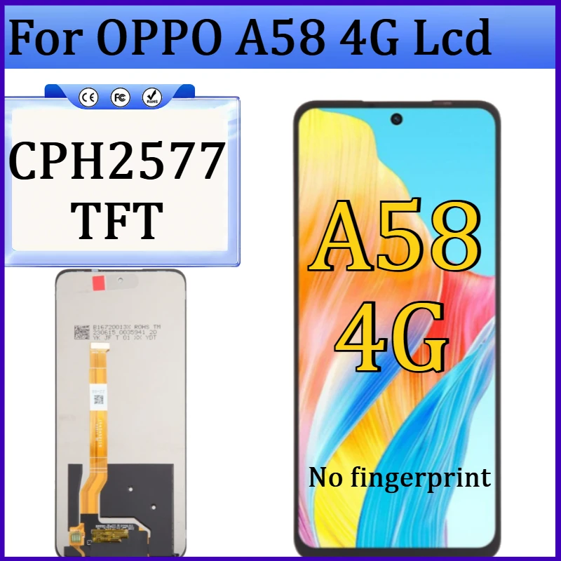 

New TFT for Oppo A58 4G Lcd Display with Touch Screen Digitizer Assembly for Oppo A58 4G CPH2577 LCD Display NO Frame