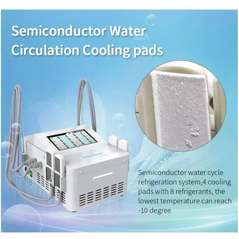 Portable EMS Body Shaping Device with Latest Cryolipolysis Plates, Beauty Salon Massager.