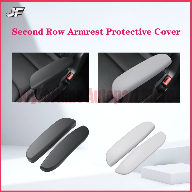 2PCS High Quality Gray Black Car Interior Handrail Protective Gloves Second Row Armrest Cover For Tesla Model Y L 2025-2026