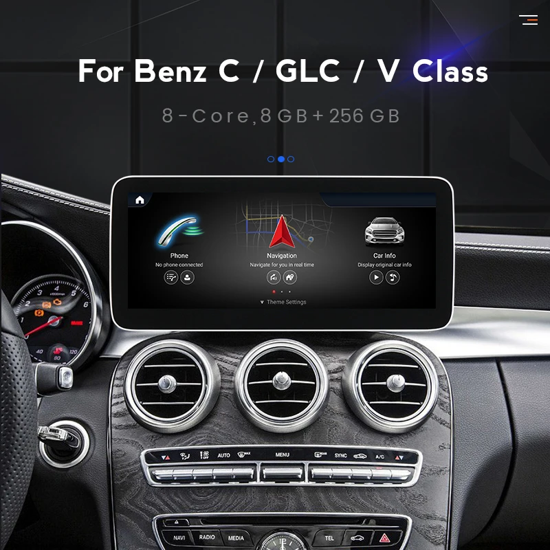 Android 13 Wireless CarPlay For Mercedes Benz C V Class GLC W205 X253 2014-2018 Car Multimeidia Player GPS Auto Radio Stereo DSP