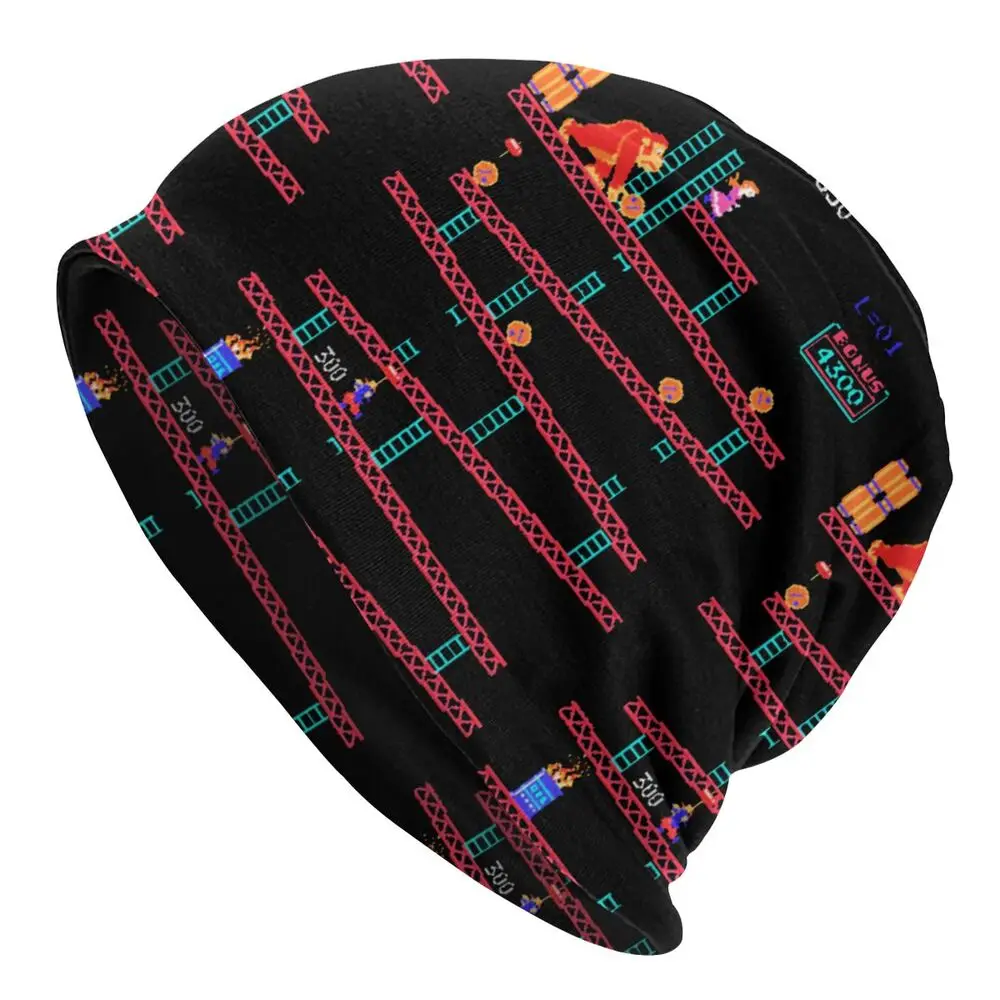 Donkey Kong Arcade Game Collage Vintage Retro Cap Vintage Skullies Beanies Hats Spring Warm Multifunction Bonnet Knitting Hats image 6