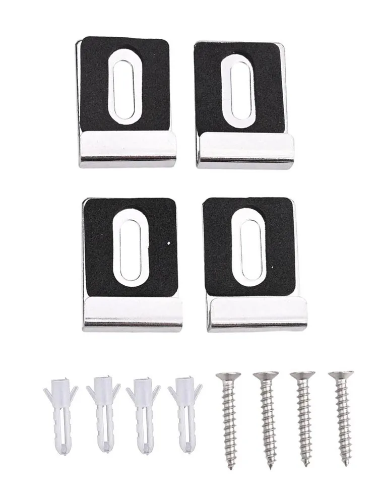 4 Sets Mirror Holder Clips With Fixing Screws Mirror Hanger Hooks Brackets For Wall Billboard Picture Paintings Display