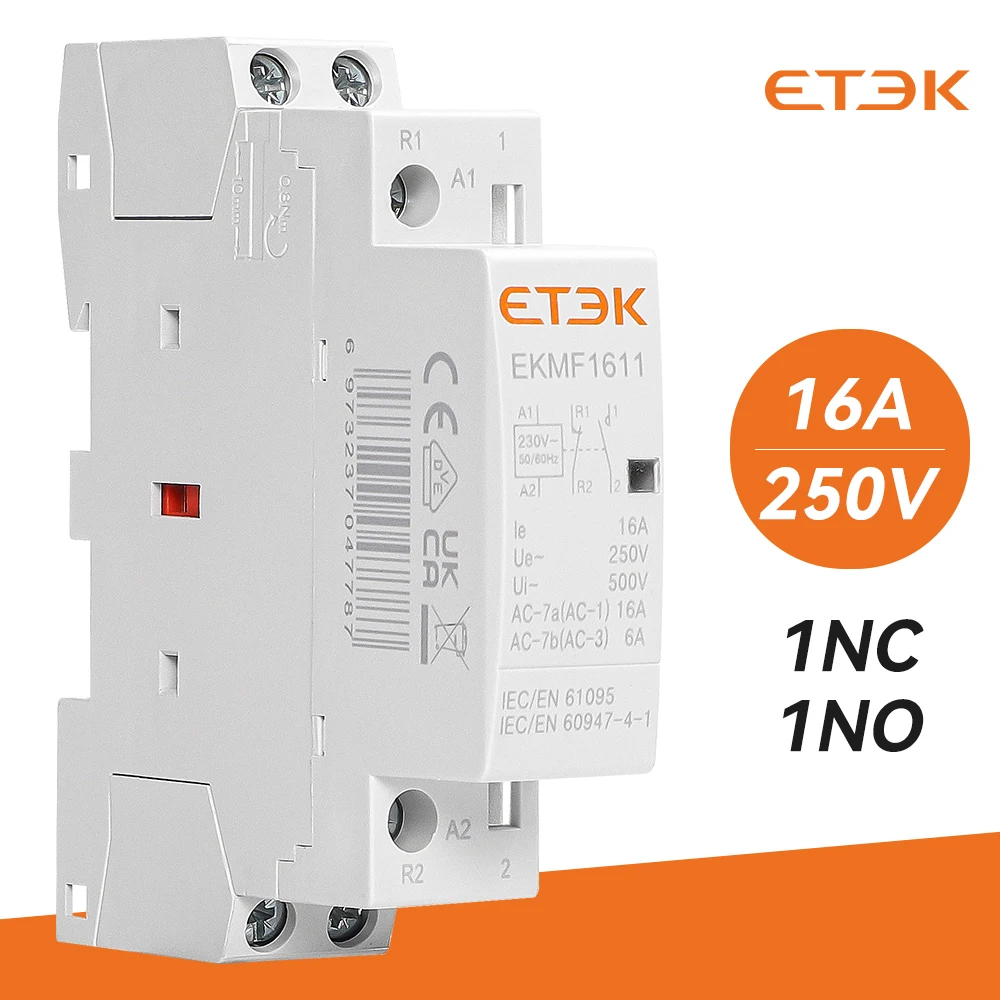 ETEK 2Pole Modular Contactor 220V AC Single Phase 2NO 2NC 1NO1NC Automation  Din Rail Household contactor 16A 20A 25A  EKMF