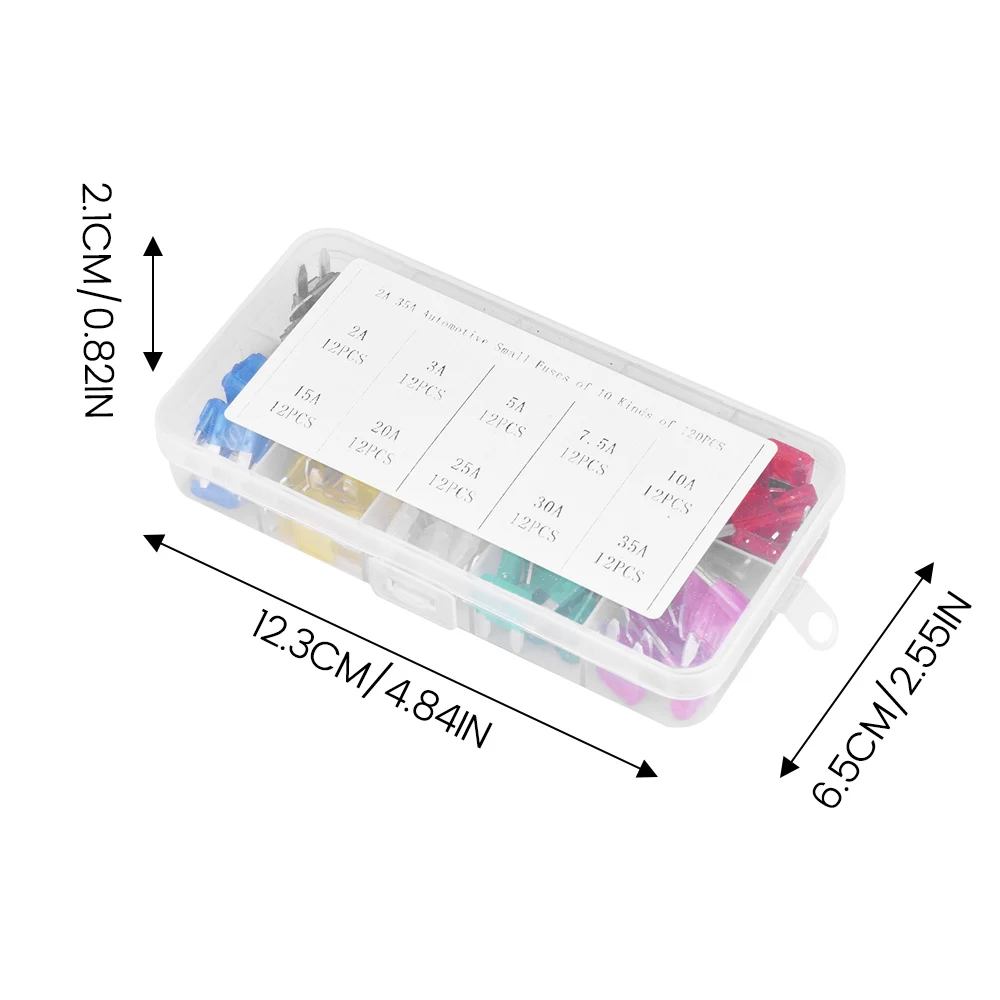 120PCS Mini Sicherungen für Autos Klinge Automotive Sicherung Auto Kit Sicherung Set Lkw Zubehör 2A/3A/5A/7,5 A/10A/15A/20A/25A/30A/35A