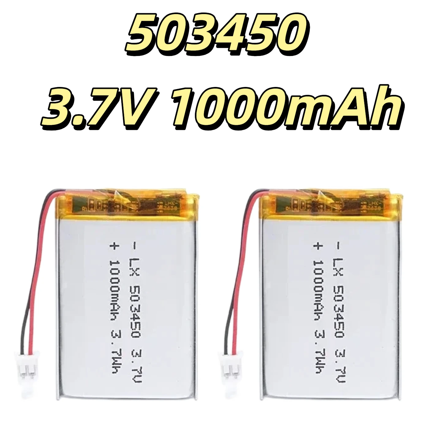 

523450 503450 3.7V 1000mAh Lithium Polymer Battery 5x34x50mm PH 2.0mm Connector for GPS Navigation Portable DVD Player Li-Po