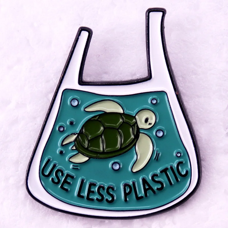 Use Less Plastic Turtle Enamel Pin Sea Life Brooch Environment Marine Jewelry Accessories