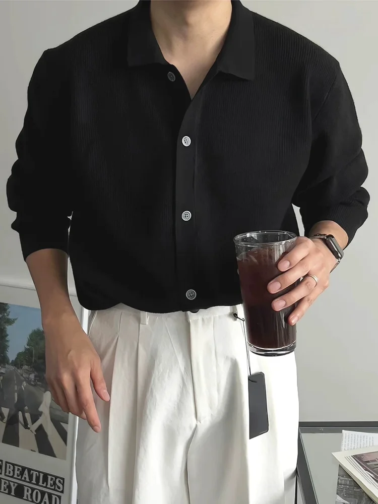 

Мужской вязаный шерстяной свитер в стиле ретро, приталенный кардиган, тонкая повседневная рабочая одежда, дышащая, с длинным рукавом