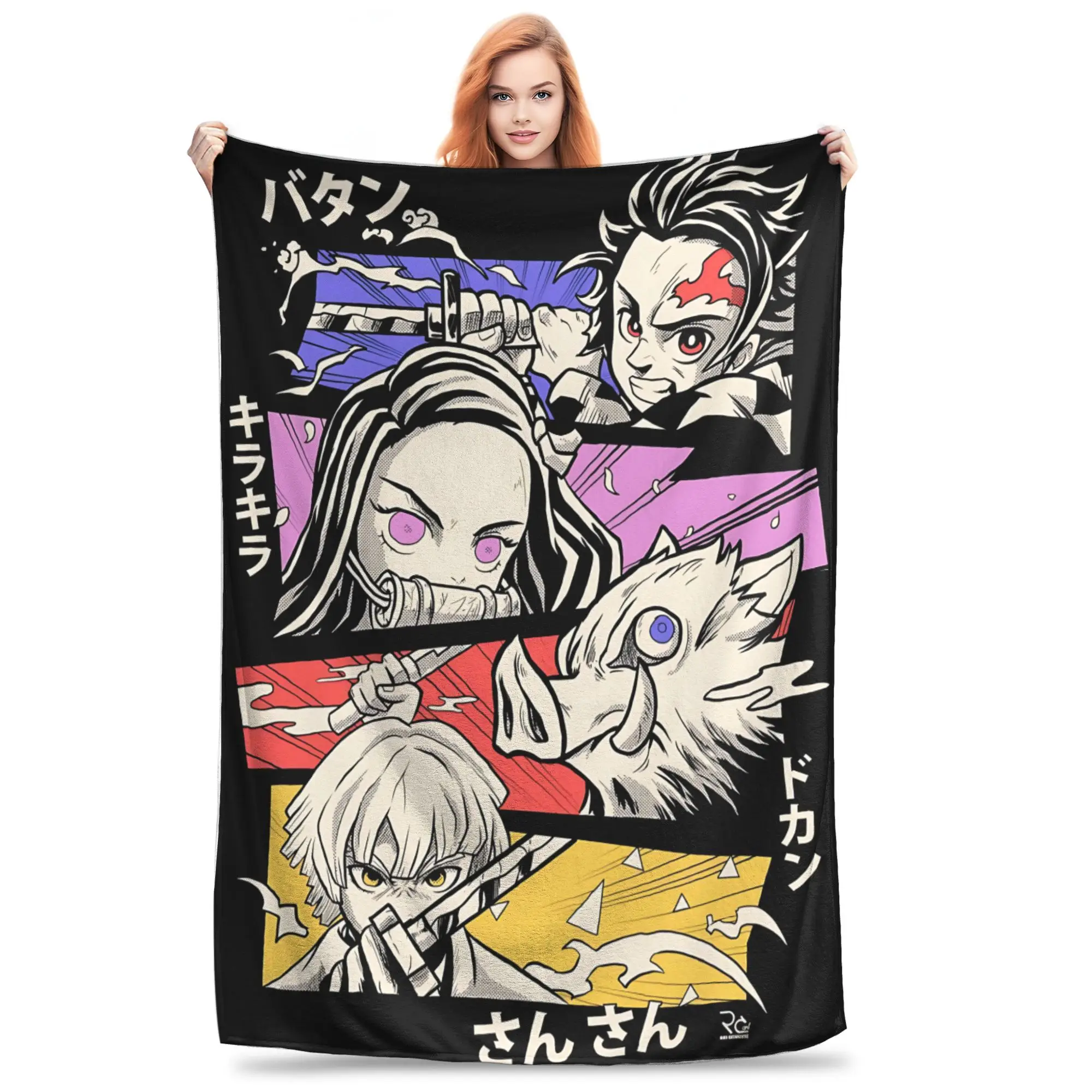 1PC Demon Slayers  Winter Blankets for Adults Bedding Home Interior Sofa Knee