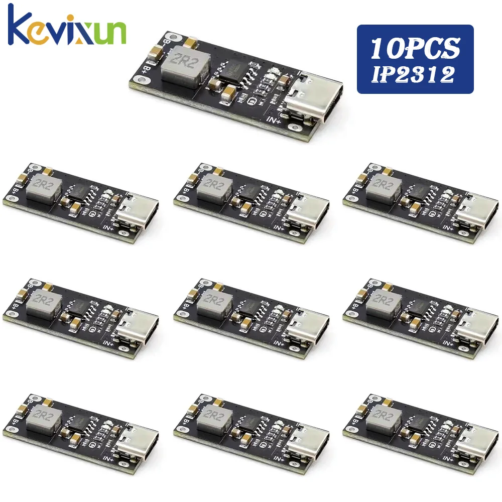 1-10PCS Type-C USB Input High Current 3A Polymer Ternary Lithium Battery Quick Fast Charging Board IP2312 CC/CV Mode 5V To 4.2V