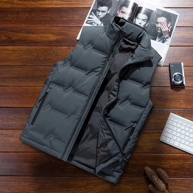 

Windproof Down Vest Men's Fashionable Autumn and Winter New Stand-up Collar Down Vest Sleeveless Men's Short Vest Warm Vest Coat
