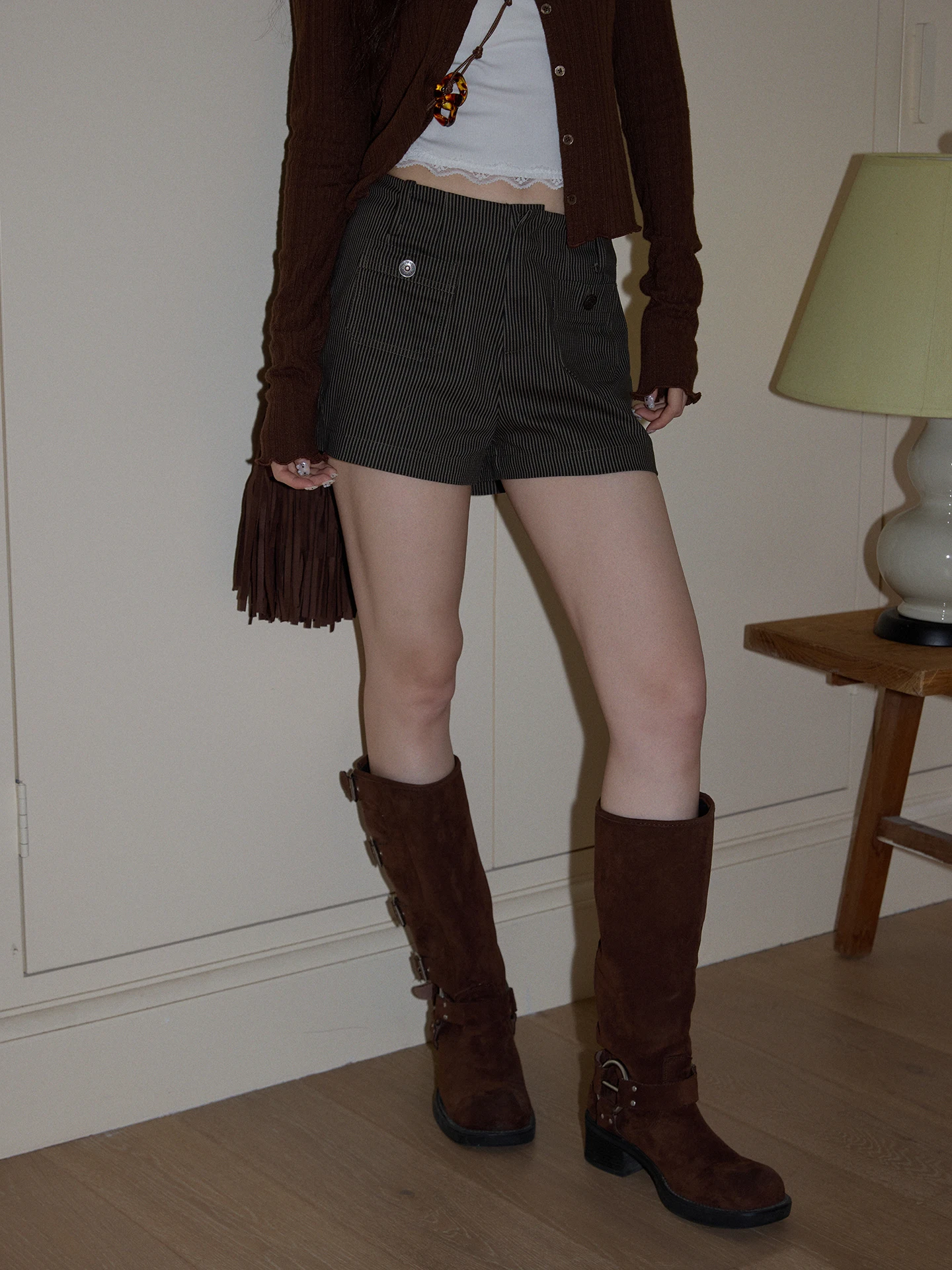 

Повседневные свободные полосатые шорты с высокой талией, широкими штанинами, из хлопка, для города, летние, новинка, утягивающие, маленькие размеры, хит продаж