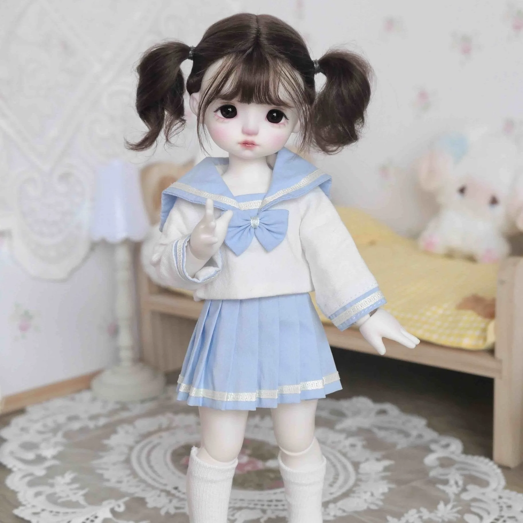 Lovely 1/4 1/6 BJD Doll Clothes, New Style Bear Girl Sailor Costume 3-Piece Set Free Shipping