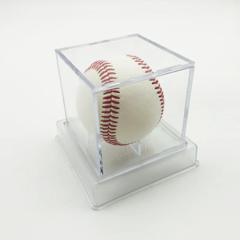 Carcasa protectora de béisbol, caja de exhibición de béisbol transparente de acrílico con base de colección, a prueba de polvo, a prueba de humedad,