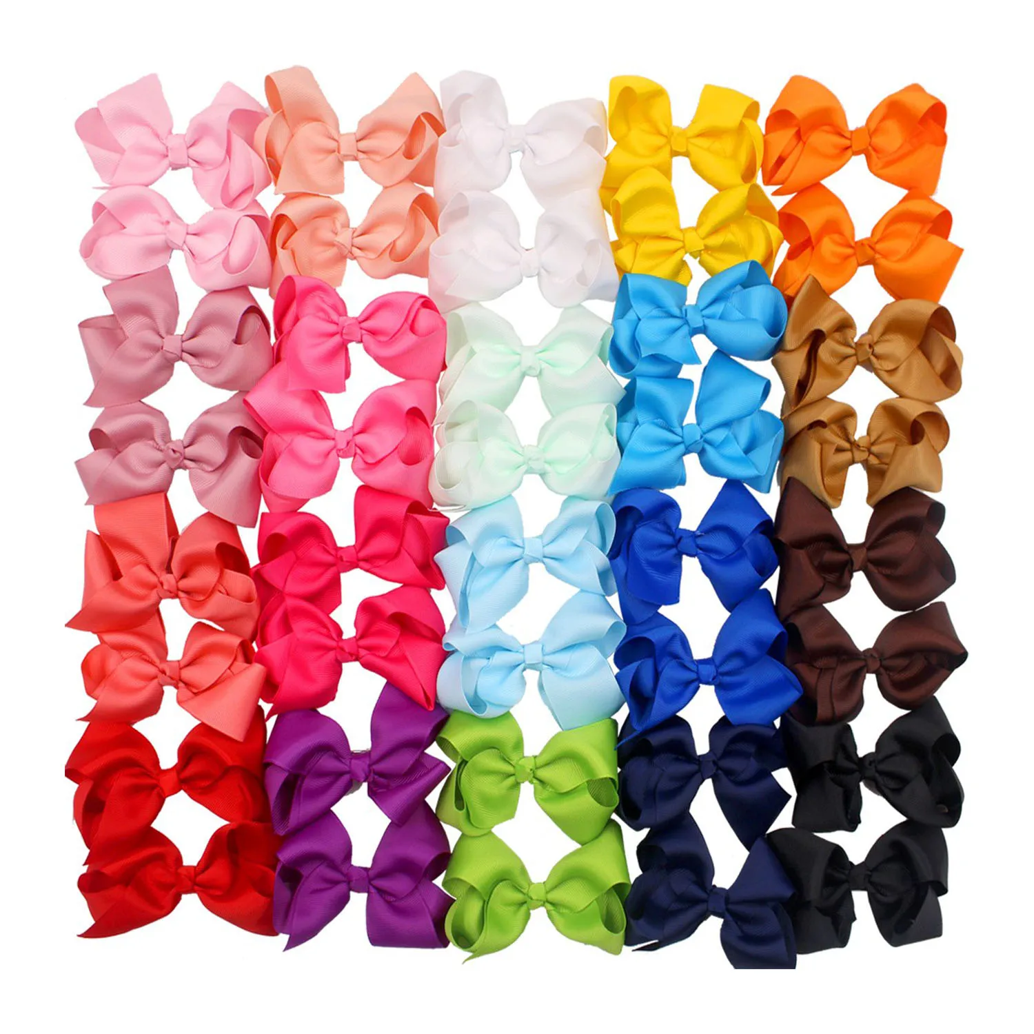 

40 Pieces Hair Bows for Girls Clips Grosgrain Ribbon Boutique Hair Bow Alligator Clips (20 Colors in Pairs) (4.5 Inch)