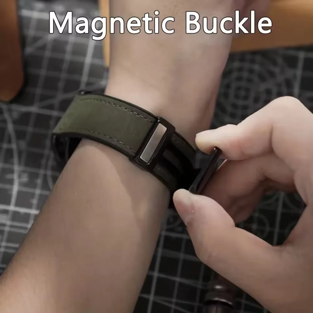 Correa de cuero y silicona de 22/20mm para Garmin Forerunner 970 55 165 265 965 banda cómoda magnética Garmin Vivoactive 6/5 Venu 3/2