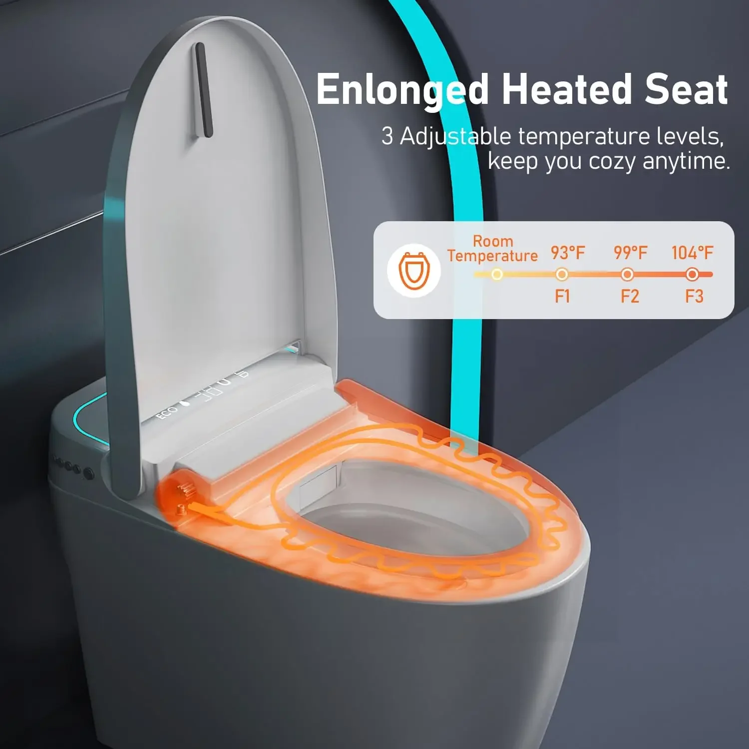 Smart Toilet Auto Flush: Off Seat Dual Flush One Piece Toilet, Elongated Heated Toilet Seat, Electric Tankless Toilets with Nigh