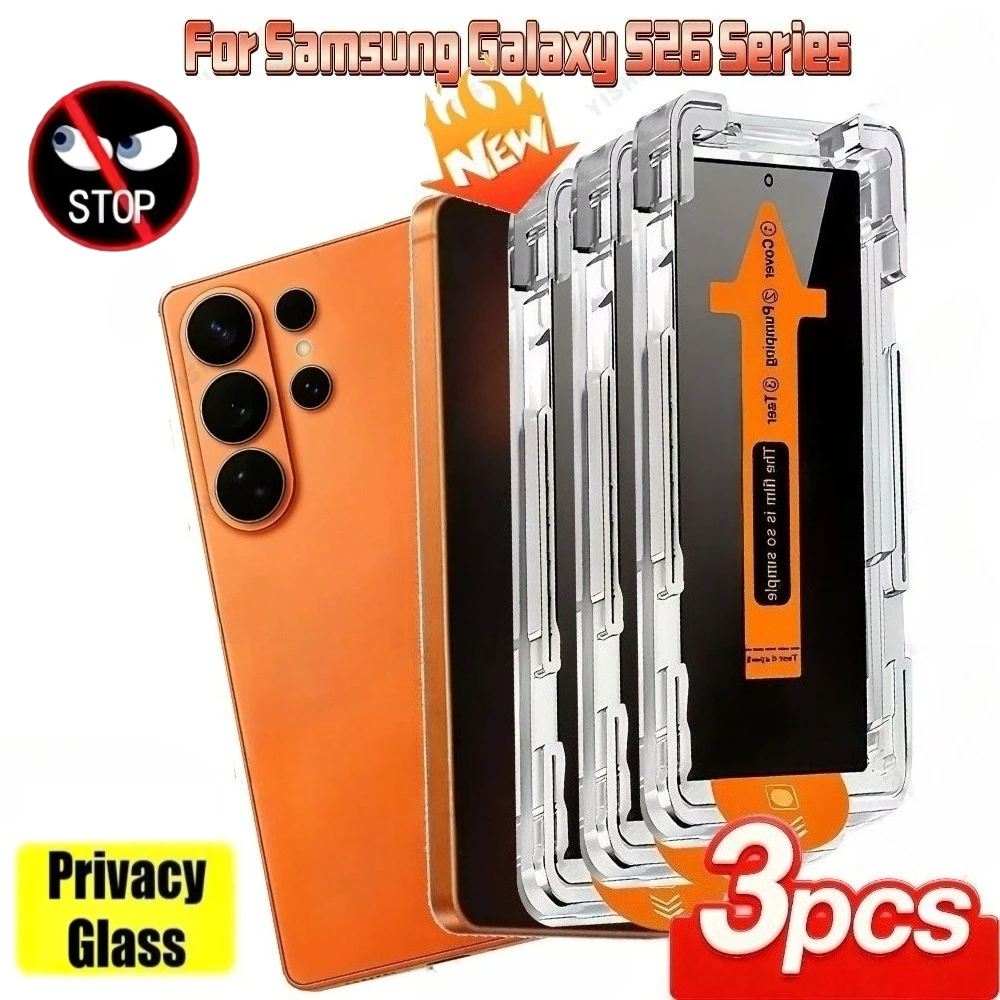 

3Pcs Privacy Full Screen Protector for Samsung Galaxy S26 S25 S24 Ultra S23 S22 S21 Plus S25 S24 S23 FE Easy Installation Glass